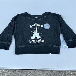 New with tags- Disney Washed Grey color. Cropped sweater. Girls size US 3